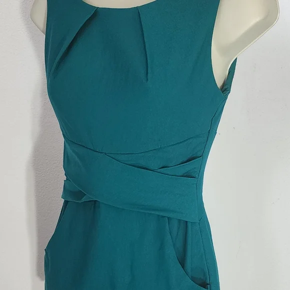 Teeze Me Dress Cross Waist Sheath with Pockets Green Size 3 - Picture 4 of 14